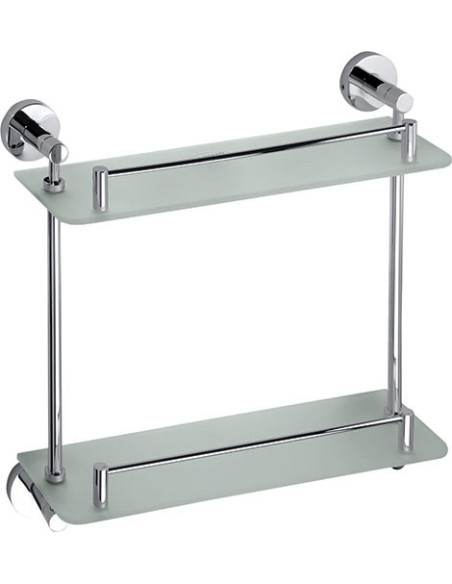 OMEGA: Double glass shelf with rail, 400 mm OMEGA: Double glass shelf with rail, 400 mm