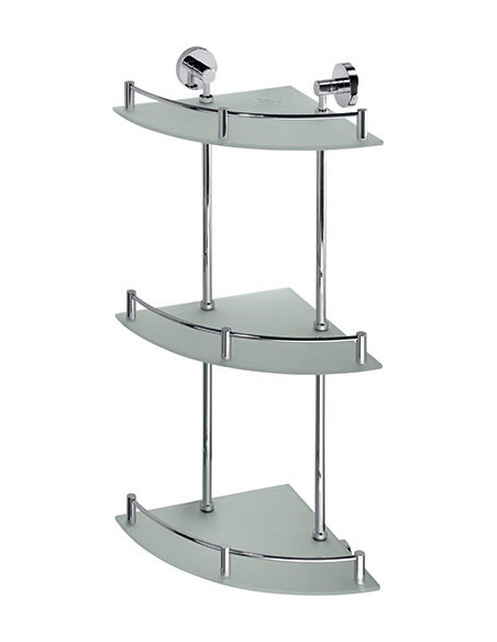 OMEGA: Triple corner glass shelf with rail OMEGA: Triple corner glass shelf with rail