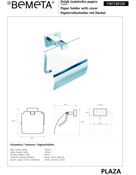 PLAZA: Toilet paper holder with cover