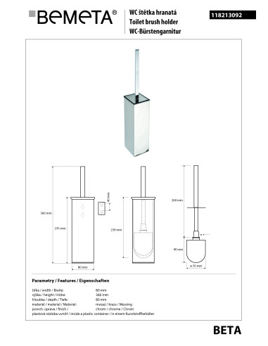 PLAZA: Toilet brush holder free standing/hanging