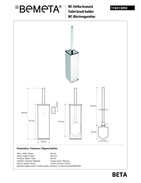 PLAZA: Toilet brush holder free standing/hanging