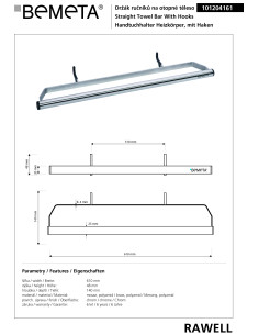 RAWELL: Radiator towel holder, 310 mm, polished 2