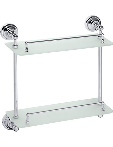 RETRO chrome: Double glass shelf with rail, 400 mm RETRO chrome: Double glass shelf with rail, 400 mm