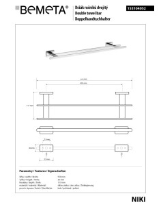 NIKI: Double towel holder, 450 mm 2