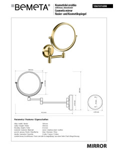 RETRO gold: Double-sided cosmetic mirror, ø 140 mm 2