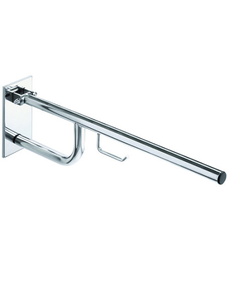 HELP: Foldable grab bar with TP holder 850 mm, stainless steel, polished, with cover HELP: Foldable grab bar with TP holder 850 mm, stainless steel, polished, with cover