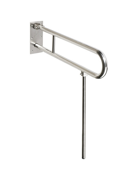 HELP: Folding grab bar with support in U shape 600 mm, stainless steel, polished, without cover HELP: Folding grab bar with support in U shape 600 mm, stainless steel, polished, without cover