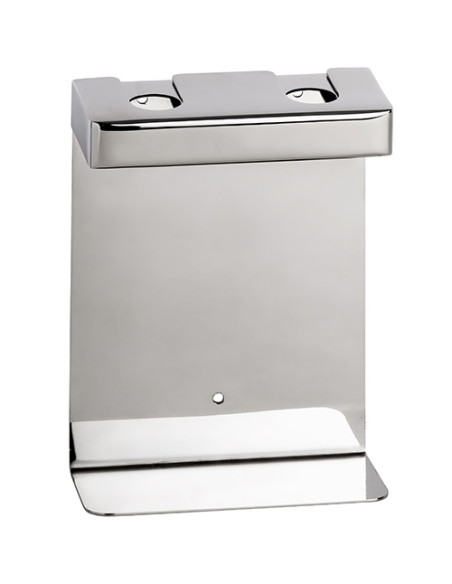 Double holder for soap dispenser, square, polished Double holder for soap dispenser, square, polished