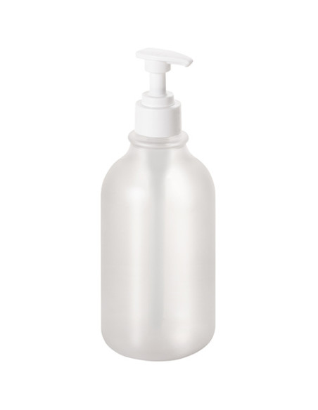 Plastic bottle with pump for soap dispenser, round, transparent, 500 ml
