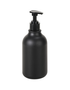 Round plastic bottle black matte with pump for soap dispenser, 500 ml