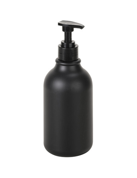 Round plastic bottle black matte with pump for soap dispenser, 500 ml