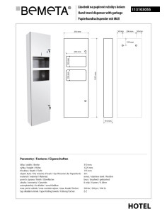Paper towel dispenser with waste bin, stainless steel, matt 2