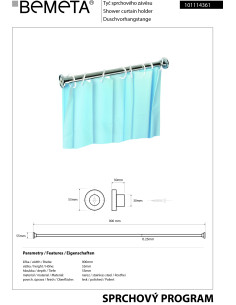 Shower curtain holder, 900 mm, stainless steel, polished 2