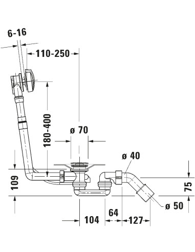 Duravit No.1 Vonios sifonas ir perpildymas - 2