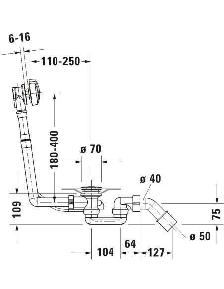 Duravit No.1 Vonios sifonas ir perpildymas - 2