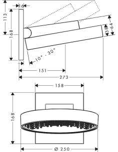 Rainfinity 250 1jet Eco augšējā duša, pie sienas stiprināma, balts 2