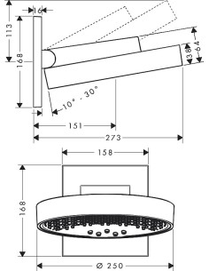 Rainfinity 250 3jet Eco augšējā duša, pie sienas stiprināma, hroms 2
