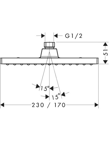 Vernis Shape 230 EcoSmart augšējā dušas galva, kvadrātveida, melns