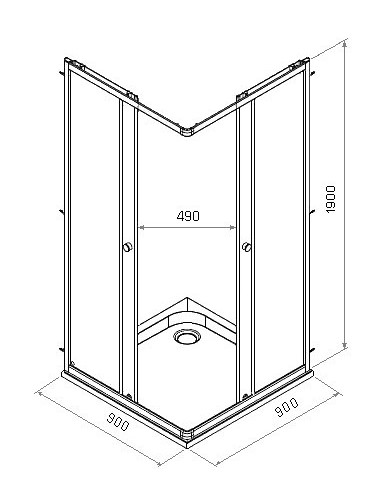 Geo 6 Easy pusapaļa duškabīne 90x90/190cm, bīdāmas durvis, caurspīdīgs stikls