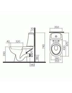 Solo WC pods ar horizontālu izvadu, tvertne 3/6l ar pievadu no apakšas, vāks ar SoftClose funkciju 2