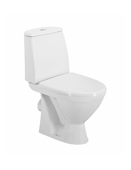 Runa WC pods ar horizontālu izvadu, tvertne 3/6l ar pievadu no apakšas, cietais vāks