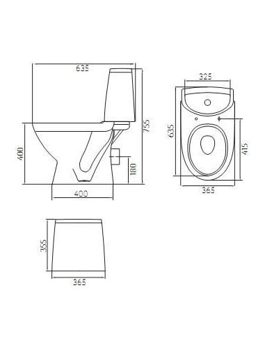 Runa WC pods ar horizontālu izvadu, tvertne 3/6l ar pievadu no apakšas, cietais vāks