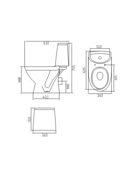Runa WC pods ar horizontālu izvadu, tvertne 3/6l ar pievadu no apakšas, cietais vāks