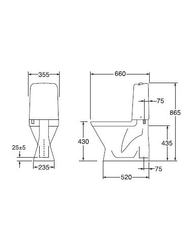 Tualetes pods Nordic3 3500 slēpts S veida savienojums bez tualetes poda vāka