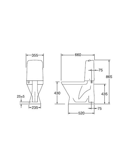 Tualetes pods Nordic3 3500 slēpts S veida savienojums bez tualetes poda vāka