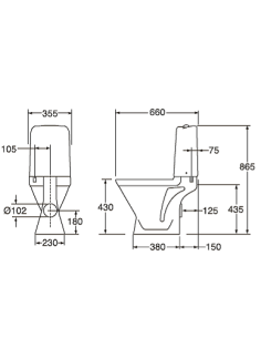 Tualetes pods Nordic3 3510 slēpts P veida savienojums duālā skalošana 3/6 litri, bez vāka 2