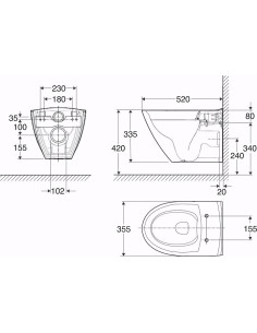 Ifo Inspira Art pie sienas stiprināms WC pods 6245, Rimfree®. 2