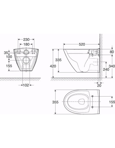 Ifo Inspira Art pie sienas stiprināms WC pods 6245, Rimfree®.