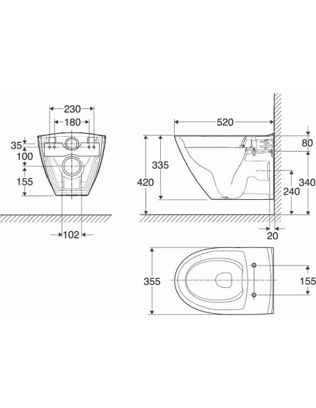 Ifo Inspira Art pie sienas stiprināms WC pods 6245, Rimfree®.