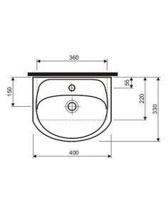 Solo izlietne 40x33cm ar atveri maisītājam, ar pārplūdi 2