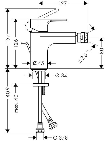 Vernis Blend bidē maisītājs, ar pop-up, matēts melns