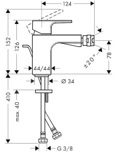 Vernis Shape bidē maisītājs, ar pop-up, hroms 2