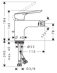 Logis E bidē maisītājs, ar pop-up, hroms 2