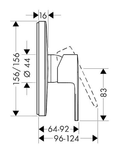 Vernis Shape iebūvējams dušas maisītājs, virsapmetuma, matēts melns