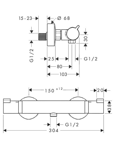 Ecostat Comfort dušas termostats, matēts melns