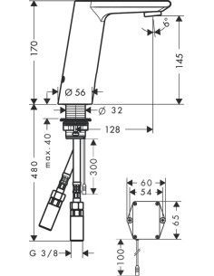 Metris S elektriskais izlietnes maisītājs 6V, sajauktam ūdenim, hroms 2