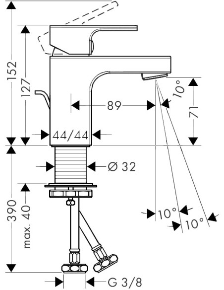 Vernis Shape 70 izlietnes maisītājs, ar pop-up, hroms