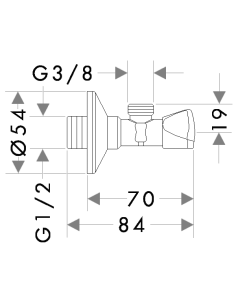 Hansgrohe E stūra ventīlis E 1/2x3/8x10mm, hroms 2