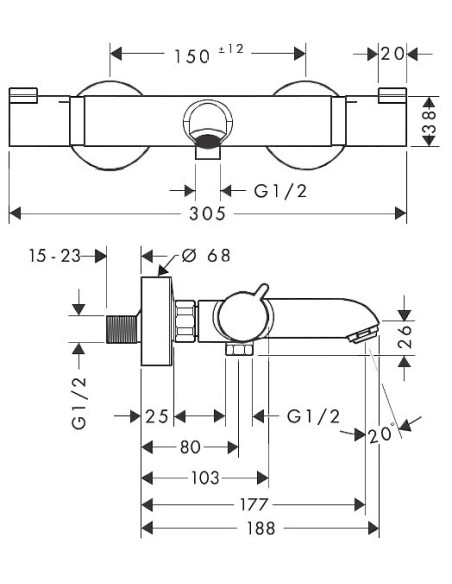Ecostat Comfort vannas termostats, matēts melns Ecostat Comfort vannas termostats, matēts melns