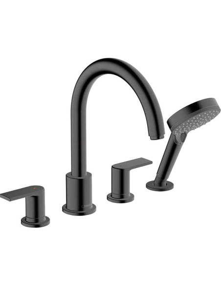 Vernis Blend 4 caurumu vannas maisītājs ar rokas dušu, matēts melns Vernis Blend 4 caurumu vannas maisītājs ar rokas dušu, matēts melns