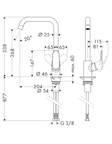 Focus M41 virtuves maisītājs 260 1jet, matēts melns
