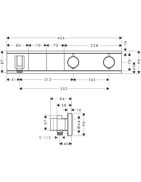 RainSelect dušas termostats, 2 funkcijas, ar dušas klausules turētāju, balts RainSelect dušas termostats, 2 funkcijas, ar dušas klausules turētāju, balts