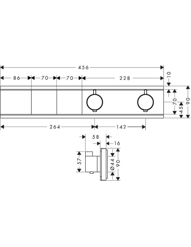 RainSelect dušas termostats, 2 funkcijas, pulēts zelts