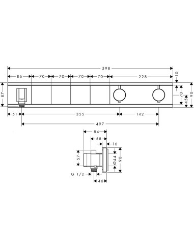 RainSelect dušas termostats, 4 funkcijas, ar dušas klausules turētāju, melns