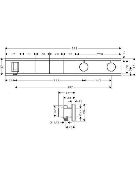 RainSelect dušas termostats, 4 funkcijas, ar dušas klausules turētāju, melns RainSelect dušas termostats, 4 funkcijas, ar dušas klausules turētāju, melns