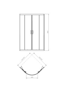 Rekord pusapaļa duškabīne 80x80/190cm, bīdāmas durvis, caurspīdīgs stikls 2